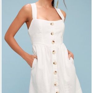 Free People Soft White Linen/Cotton Dress